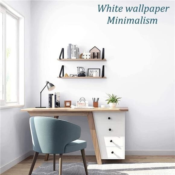 197"x17.7"White Peel and Stick Wallpaper White Contact Paper Waterpoof Wallpaper - Picture 3 of 7
